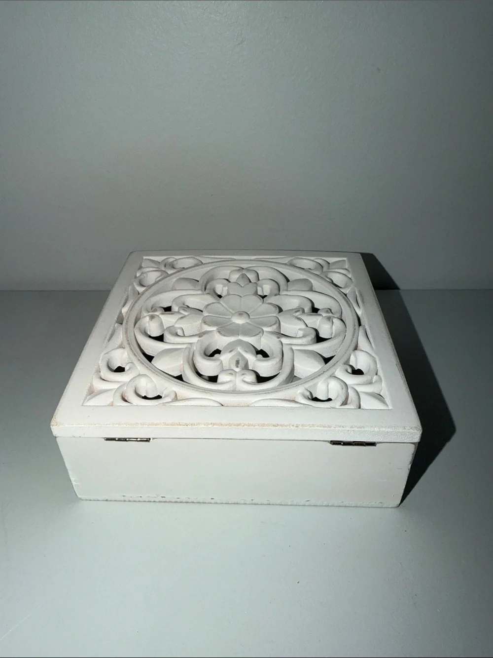 Dollar Tree Shabby Chic Wooden DIY Carved Floral Boxes x 2